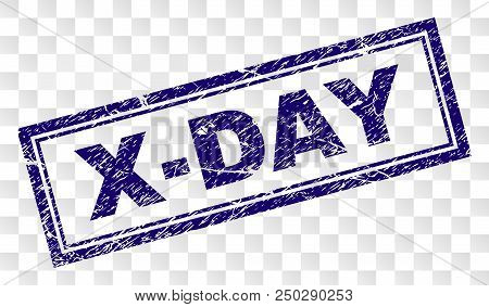 X-day Stamp Seal Print With Rubber Print Style And Double Framed Rectangle Shape. Stamp Is Placed On