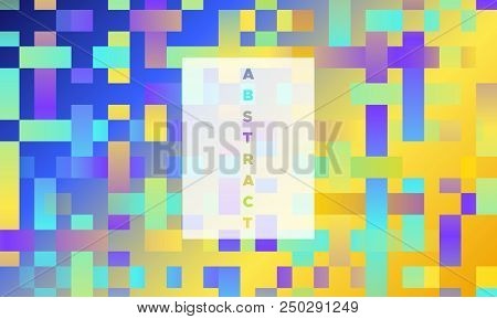 Geometric Background With Halftone Rectangles. Trendy Colorful Gradient. Bright Abstract Template Fo