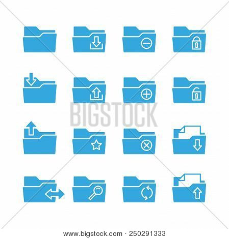 Simple Set Of Folders Related Vector Line Icons. Contains Such Icons As Repository, Sync, Network Fo