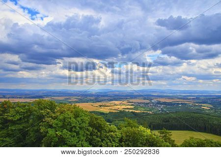 View Of Buchlov Castle Over The White Carpathians, Czech Republic.