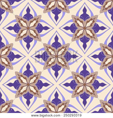 Abstract Flowers Seamless Pattern Colorful Tiles Vector Illuctration. Can Be Used For Wallpaper, Pat
