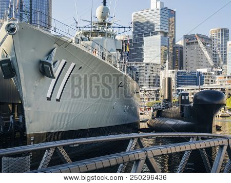 Sydney, Australia - May 23, 2017: At The Australian National Maritime Museum. Destroyer Hmas Vampire