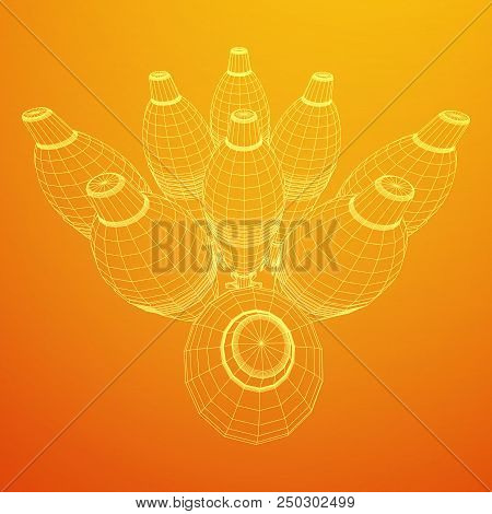 Missile, Nuclear Bomb Or Mortar Mine Wireframe Low Poly Mesh Vector Illustration