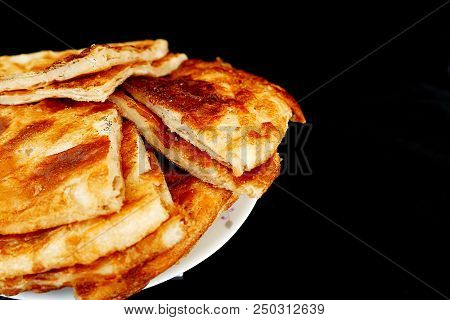 Yozgat Turkey Fat Bread, On A Black Background,