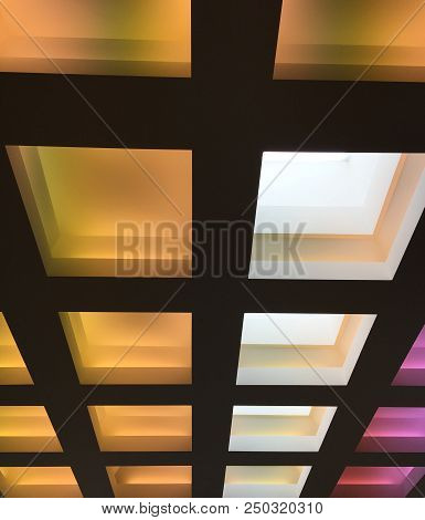 Yeallow And White Squares In Isolated Room