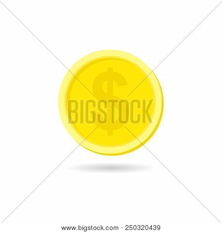 Vector Gold Coin, Flat Icon Design Isolated White Background
