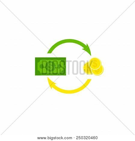 Money Convert Icon, Symbols Exchange Coins And Cash