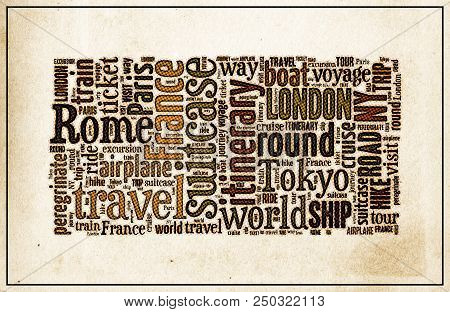 Journey Keywords Tag Cloud   - Halftone  Vintage   Poster