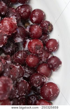 Frozen Cherry Vitamin Antioxidant Closeup Freezer Melting Snack