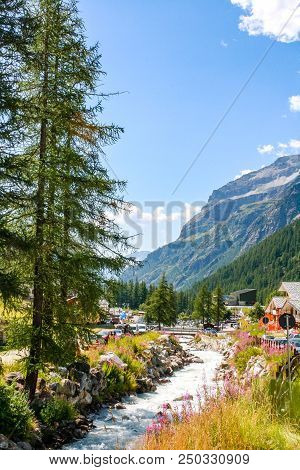 Little River In An Alpine Valley