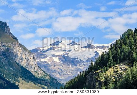 Panoramic View Of Monte Rosa An Alpine Valley