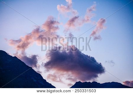 Sunset Sky In An Alpine Valley