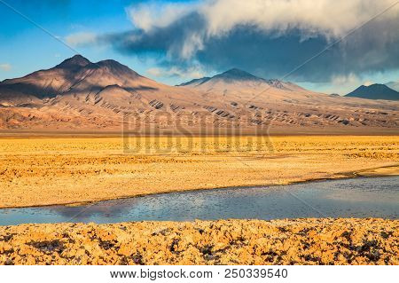 Volcanoes Licancabur And Juriques, Moon Valley, Atacama, Chile