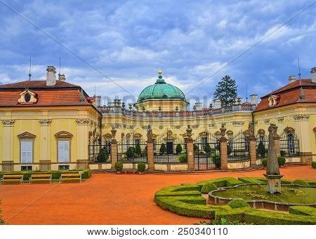 Buchlovice, Czech Republic - July 12, 2018: Chateau Buchlovice Is Designed In The Italian Baroque St