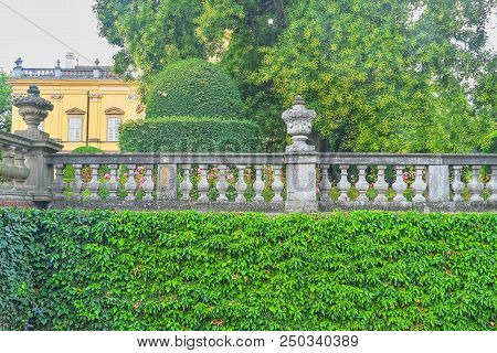 Buchlovice, Czech Republic - July 12, 2018: Seclusion With Balustrade In Site Of Buchlovice Castle, 