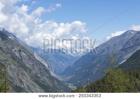 Mountain Landscape, In The Pennine Alps In The Canton Of Valais