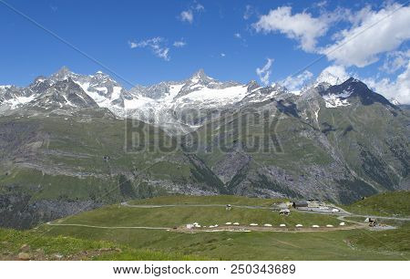Mountain Landscape, In The Pennine Alps In The Canton Of Valais