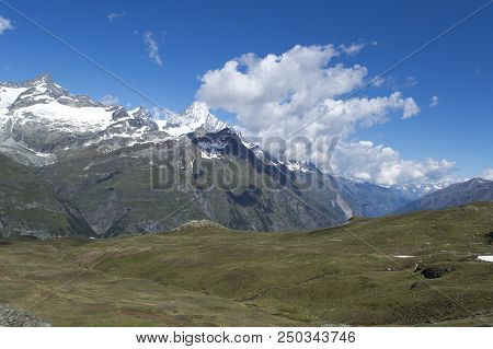 Mountain Landscape, In The Pennine Alps In The Canton Of Valais