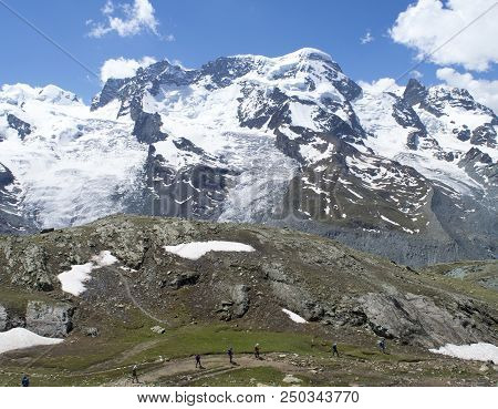 Mountain Landscape, In The Pennine Alps In The Canton Of Valais