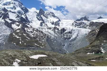Mountain Landscape, In The Pennine Alps In The Canton Of Valais