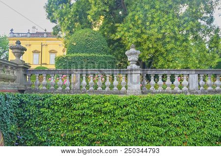 Buchlovice, Czech Republic - July 12, 2018: Seclusion With Balustrade In Site Of Buchlovice Castle, 
