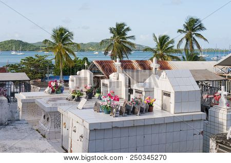 Le Diamant, Martinique, France - 27 July 2017: Le Marin Cemetery In Martinique, Caribean