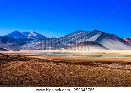 Volcanoes Licancabur And Juriques, Moon Valley, Atacama, Chile