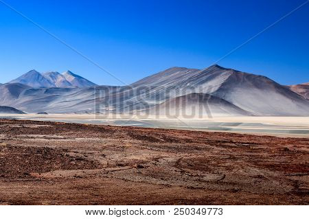 Volcanoes Licancabur And Juriques, Moon Valley, Atacama, Chile
