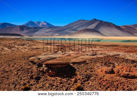 Volcanoes Licancabur And Juriques, Moon Valley, Atacama, Chile