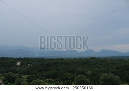 Grignan, France - July 16, 2018: Photography Showing A The Village Of Grignan And Its Surrounding Ar