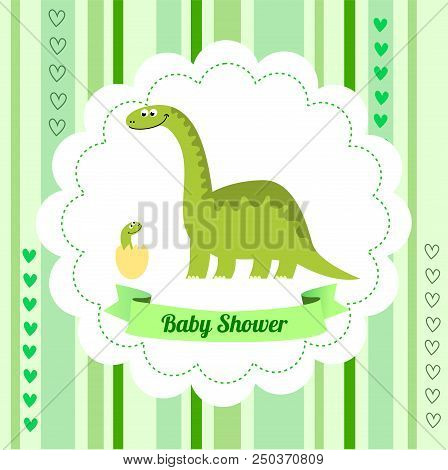 Cute Card Template Of A Baby Shower Invitation With A Dinosaur