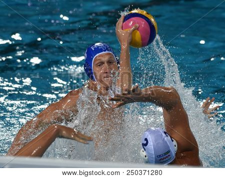 Budapest, Hungary - Jul 25, 2017. Nagaev Ivan (8) Russian Waterpolo Player. Fina Waterpolo World Cha
