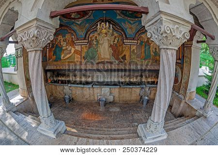 Bucharest, Romania - July 17, 2018:detail Of Buildings In The Internal Court Of The Romanian Orthodo