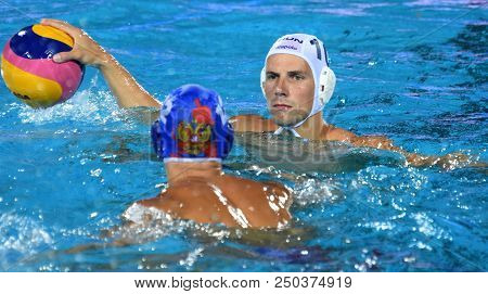 Budapest, Hungary - Jul 25, 2017.  Varga Denes (10) Hungarian Waterpolo Player. Fina Waterpolo World