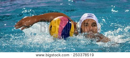 Budapest, Hungary - Jul 25, 2017. Hosnyanszky Norbert (6) Hungarian Waterpolo Player. Fina Waterpolo