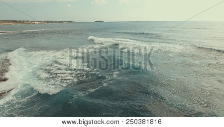 Aerial Photography. Waves, Spray, Sea Foam. A Romantic Holiday At Sea.