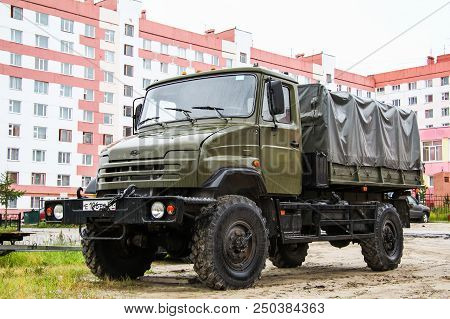 Novyy Urengoy, Russia - August 7, 2012: Off-road Flatbed Truck Zil 5301 Bychok In The City Street.