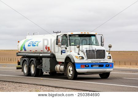 Copiapo, Chile - November 14, 2015: Cistern Truck International 7600 At The Interurban Road.