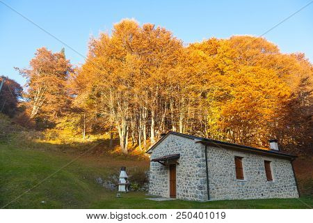Autumn Mountain Landscape. Grappa Mountain, Italian Alps