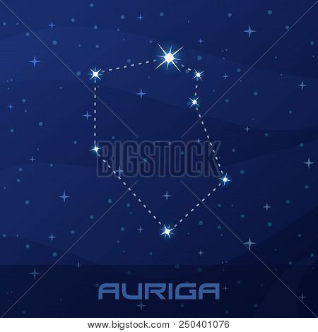 Constellation Auriga, Charioteer, Night Star Sky Poster, Flyer Advertisement