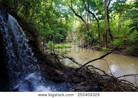 Waterfall And River In The Lomas De Barbudal Biological Reserve, Costa Rica
