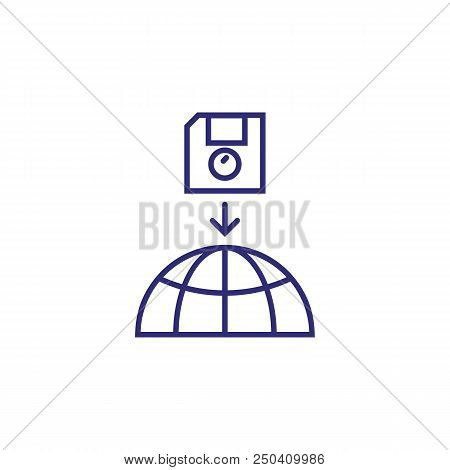 Global Import Line Icon. World, Floppy, Globe, Arrow Down. Data Exchange Concept. Can Be Used For To