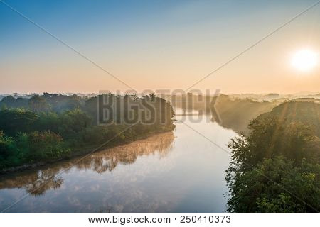 Landscape Of Kok River In The Morning At Chiang Rai Province Thailand