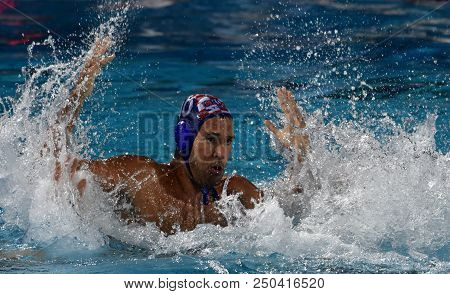 Budapest, Hungary - Jul 27, 2017. Krapic Ivan (cro, In Cap 10). Fina Waterpolo World Championship, S