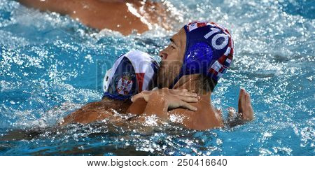 Budapest, Hungary - Jul 27, 2017. Krapic Ivan (cro, Cap 10) Fights Against Jaksic Nikola (srb, Cap 9