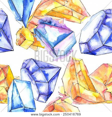 Colorful Diamond Rock Jewelry Mineral.seamless Background Pattern. Fabric Wallpaper Print Texture. G