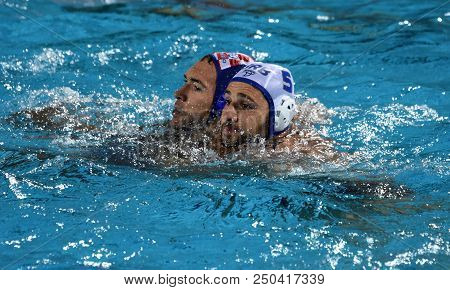 Budapest, Hungary - Jul 27, 2017. Krapic Ivan (cro, Cap 10) Fights Against Cuk Milos (srb, Cap 5). F