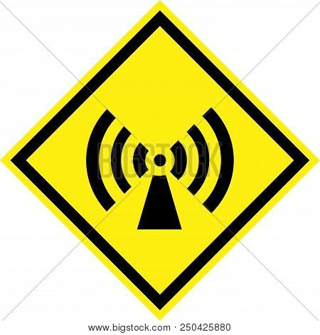 Yellow Hazard Sign With Non-ionizing Radiation Symbol
