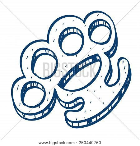 Knuckles Duster Icon. Design Elements In Hand Drawn Style.