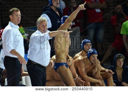 Budapest, Hungary - Jul 27, 2017. Gerendas Gyorgy And Marcz Tamas Head Coach Of Hungary Men Waterpol